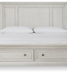 Robbinsdale King Panel Storage Bed, Dresser and Mirror-Antique White