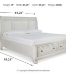 Robbinsdale King Sleigh Storage Bed, Dresser and Mirror-Antique White