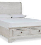 Signature Design by Ashley Robbinsdale Full Sleigh Storage Bed-Antique White