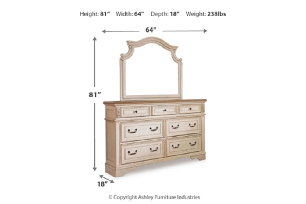 Signature Design by Ashley Realyn King Upholstered Panel Bed, Dresser and Mirr