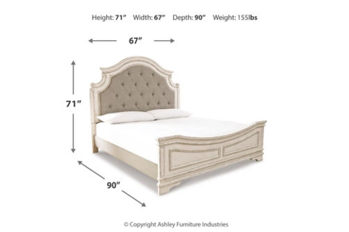 Signature Design by Ashley Realyn Queen Upholstered Panel Bed and Chest