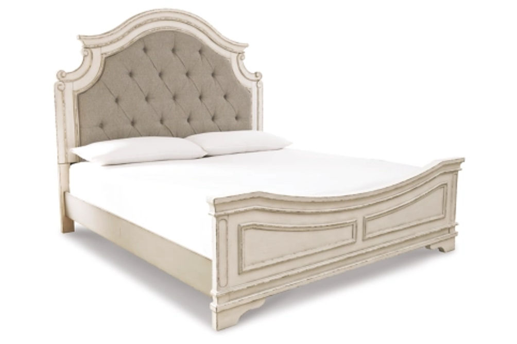 Signature Design by Ashley Realyn Queen Upholstered Panel Bed-Chipped White