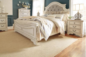 Signature Design by Ashley Realyn King Upholstered Panel Bed-Chipped White