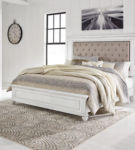 Kanwyn Queen Upholstered Panel Bed, Dresser, Mirror, and Nightstand-Whitewash