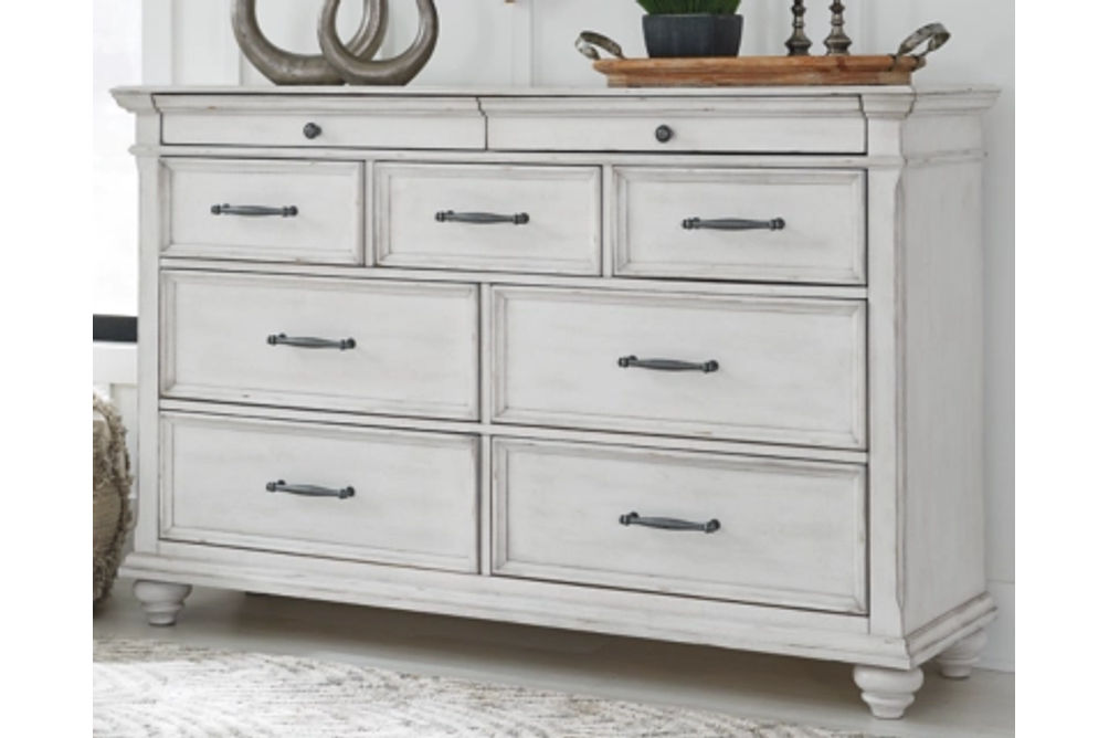 Benchcraft Kanwyn Queen Upholstered Panel Bed, Dresser, and Nightstand