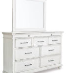 Benchcraft Kanwyn Queen Panel Bed with Dresser and Mirror-Whitewash