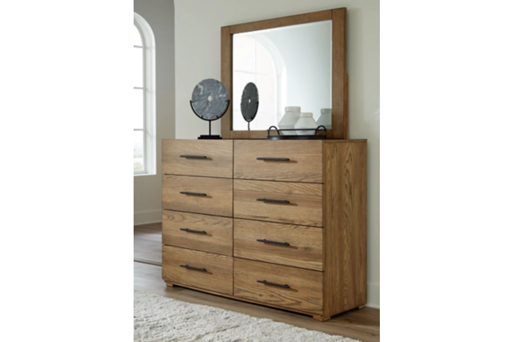 Signature Design by Ashley Dakmore King Upholstered Bed, Dresser and Mirror