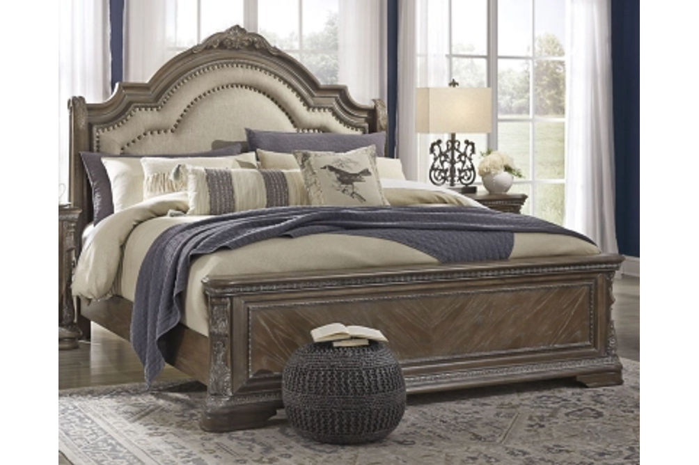 Signature Design by Ashley Charmond Queen Upholstered Sleigh Bed-Brown