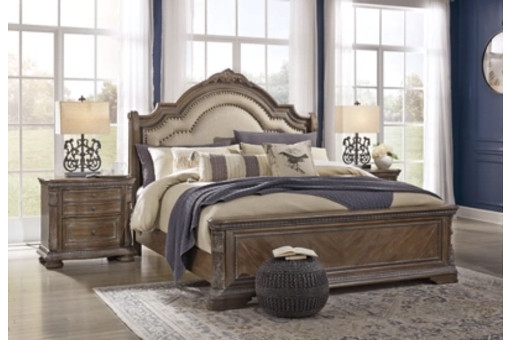 Signature Design by Ashley Charmond Queen Upholstered Sleigh Bed-Brown