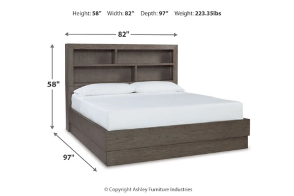 Anibecca California King Bookcase Bed, Dresser and Mirror-