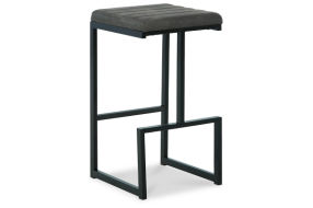 Signature Design by Ashley Strumford Bar Height Bar Stool (Set of 2)-Gray/Blac