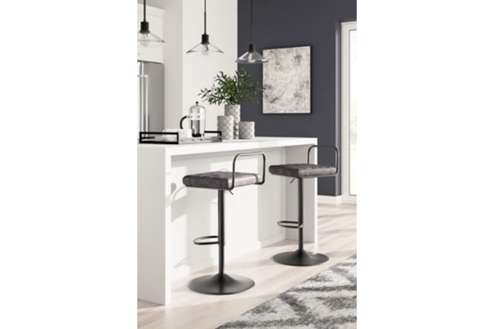 Signature Design by Ashley Strumford Bar Height Bar Stool (Set of 2)-Gray/Blac