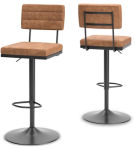 Signature Design by Ashley Strumford Bar Height Bar Stool (Set of 2)-Brown/Bla