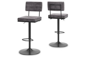 Signature Design by Ashley Strumford Bar Height Bar Stool (Set of 2)-Gray/Blac