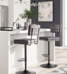 Signature Design by Ashley Strumford Bar Height Bar Stool (Set of 2)-Gray/Blac