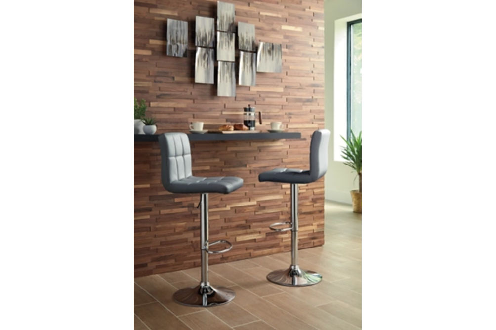 Signature Design by Ashley Bellatier Bar Height Bar Stool (Set of 2)-Gray