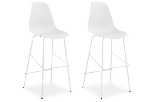 Signature Design by Ashley Forestead Bar Height Bar Stool (Set of 2)-White