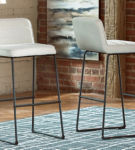 Signature Design by Ashley Nerison Bar Height Bar Stool (Set of 2)-Linen/Black