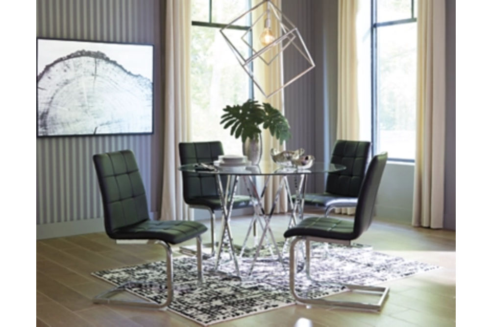 Signature Design by Ashley Madanere Dining Table and 4 Chairs-Chrome Finish