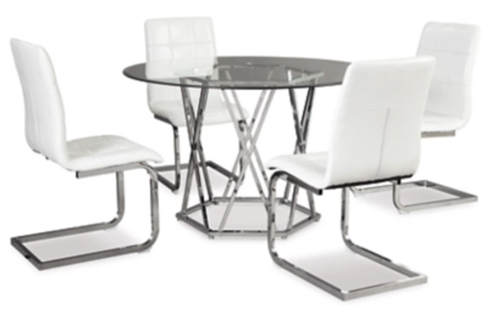 Signature Design by Ashley Madanere Dining Table and 4 Chairs-Chrome Finish