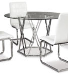 Signature Design by Ashley Madanere Dining Table and 4 Chairs-Chrome Finish