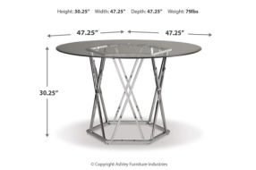 Signature Design by Ashley Madanere Dining Table and 4 Chairs-Chrome Finish