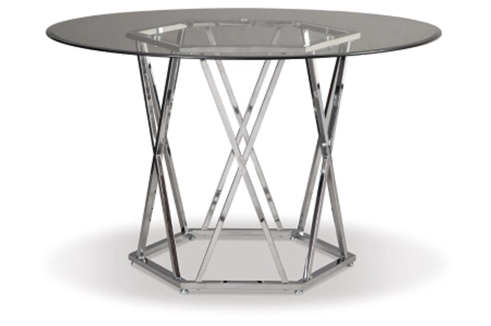 Signature Design by Ashley Madanere Dining Table and 4 Chairs-Chrome Finish