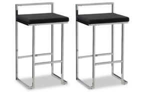 Signature Design by Ashley Madanere Bar Height Bar Stool (Set of 2)-Black/Chro