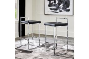 Signature Design by Ashley Madanere Bar Height Bar Stool (Set of 2)-Black/Chro