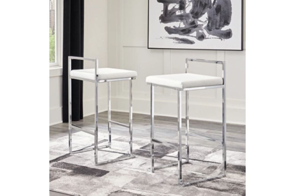 Signature Design by Ashley Madanere Bar Height Bar Stool (Set of 2)-White/Chro