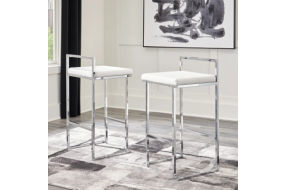 Signature Design by Ashley Madanere Bar Height Bar Stool (Set of 2)-White/Chro