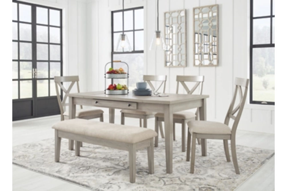 Signature Design by Ashley Parellen Dining Table, 4 Chairs and Bench-Gray
