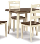 Signature Design by Ashley Woodanville Dining Table with 4 Chairs-Cream/Brown