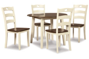 Signature Design by Ashley Woodanville Dining Table with 4 Chairs-Cream/Brown