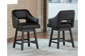 Signature Design by Ashley Tallenger Counter Height Bar Stool (Set of 2)-Black