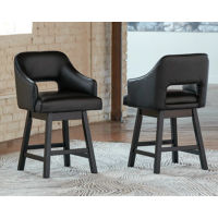 Signature Design by Ashley Tallenger Counter Height Bar Stool (Set of 2)-Black