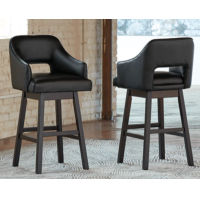 Signature Design by Ashley Tallenger Bar Height Bar Stool (Set of 2)-Black/Dar