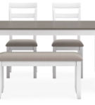 Stonehollow Dining Table and Chairs with Bench (Set of 6)-White/Gray