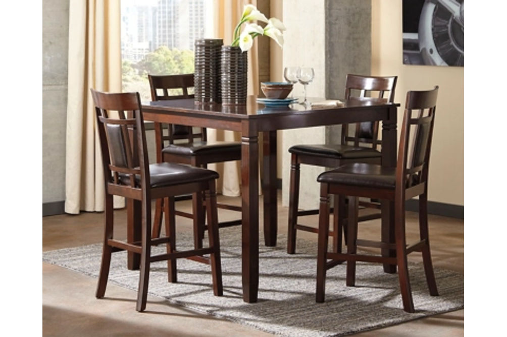 Bennox Counter Height Dining Table and Bar Stools (Set of 5)-Brown