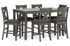 Caitbrook Counter Height Dining Table and Bar Stools (Set of 7)-Gray