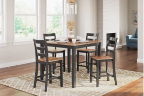 Gesthaven Counter Height Dining Table and 4 Barstools (Set of 5)-Natural/Brown