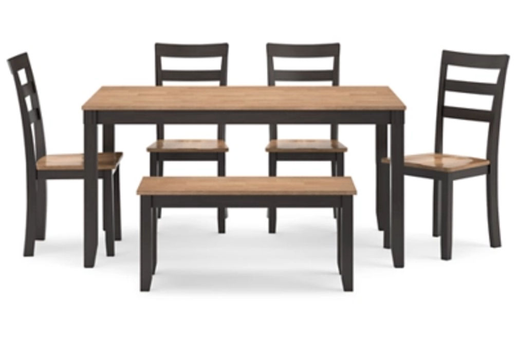 Gesthaven Dining Table with 4 Chairs and Bench (Set of 6)-Natural/Brown