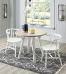 Signature Design by Ashley Grannen Dining Table and 2 Chairs-White/Natural