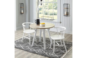 Signature Design by Ashley Grannen Dining Table and 2 Chairs-White/Natural