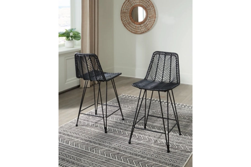 Signature Design by Ashley Angentree Counter Height Bar Stool (Set of 2)-Black