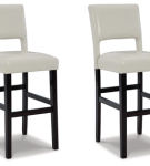 Signature Design by Ashley Leektree Bar Height Bar Stool (Set of 2)-Ivory/Brow