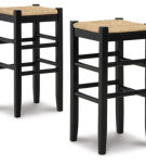 Signature Design by Ashley Mirimyn Bar Height Bar Stool (Set of 2)-Black