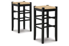 Signature Design by Ashley Mirimyn Bar Height Bar Stool (Set of 2)-Black