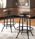 Signature Design by Ashley Valebeck Bar Height Bar Stool (Set of 2)-Brown/Blac