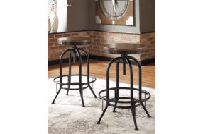 Signature Design by Ashley Valebeck Bar Height Bar Stool (Set of 2)-Brown/Blac